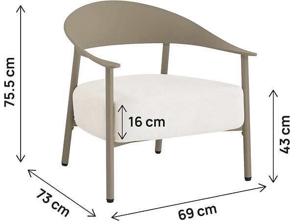 HABITAT ET JARDIN - Lot de 2 fauteuils de jardin en plastique et métal "Céora" - Taupe - large