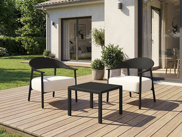 HABITAT ET JARDIN - Lot de 2 fauteuils de jardin en plastique et en métal "Céora" - Noir - large