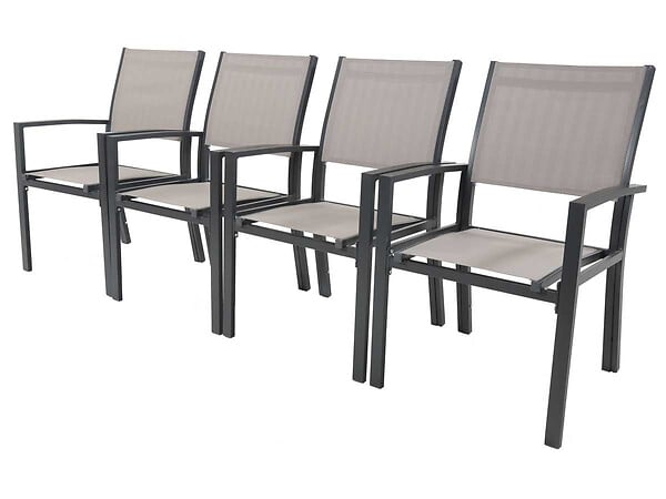 HABITAT ET JARDIN - Fauteuil jardin Alu/Textilène "Tropic" - Phoenix - Taupe - Lot de 2 - large