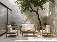 HABITAT ET JARDIN - Salon de jardin en bois avec coussins inclus "Milano" - 4 places - Beige - vignette