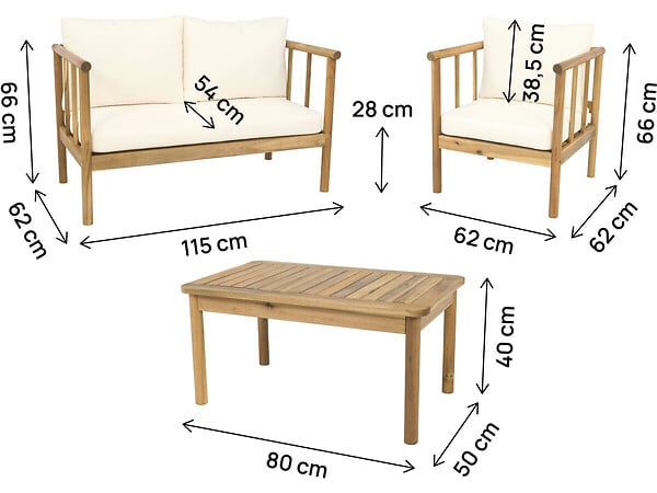 HABITAT ET JARDIN - Salon de jardin en bois avec coussins inclus "Milano" - 4 places - Beige - large