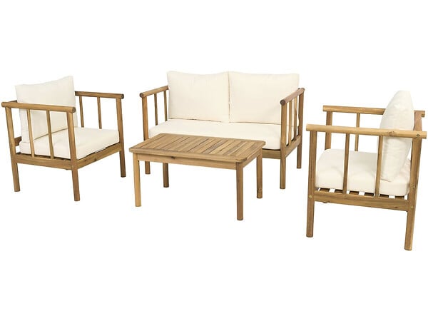 HABITAT ET JARDIN - Salon de jardin en bois avec coussins inclus "Milano" - 4 places - Beige - large