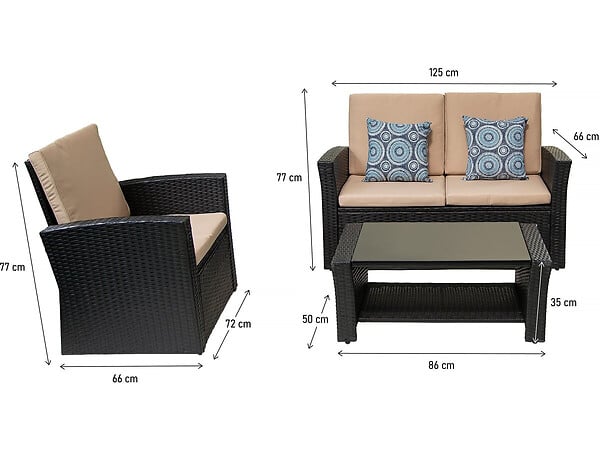 HABITAT ET JARDIN - Ensemble de meubles de terrasse "Ilana" - 4 pièces - Osier - Noir - large
