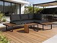HABITAT ET JARDIN - Salon de jardin canapé d'angle modulable décor imitation bois "Sylva" - 4 places - Gris - vignette