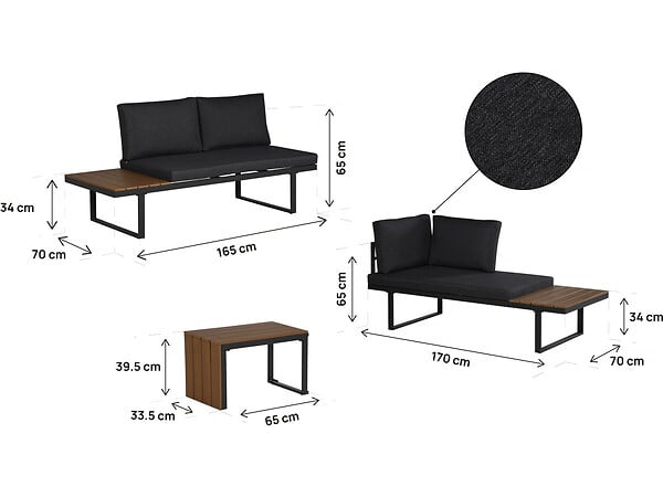 HABITAT ET JARDIN - Salon de jardin canapé d'angle modulable décor imitation bois "Sylva" - 4 places - Gris - large