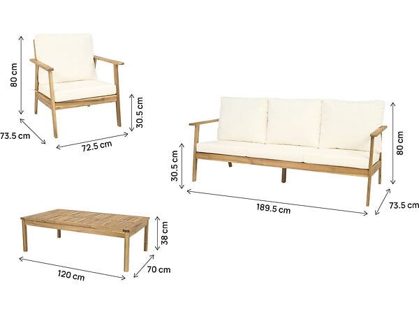 HABITAT ET JARDIN - Salon de jardin en bois d'acacia avec coussins "Chilwell" - 5 places - Beige - large