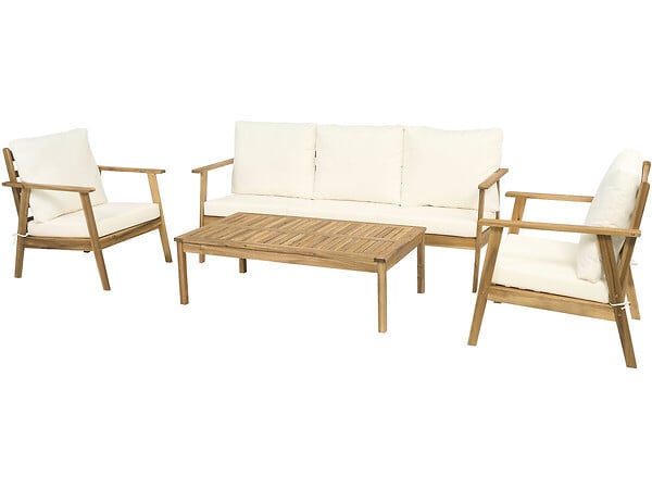 HABITAT ET JARDIN - Salon de jardin en bois d'acacia avec coussins "Chilwell" - 5 places - Beige - large