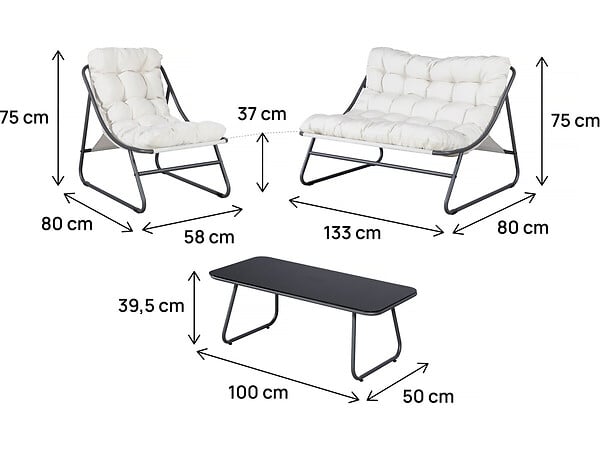 HABITAT ET JARDIN - Salon de jardin en métal avec coussins "Aria" - 4 places - Beige - large