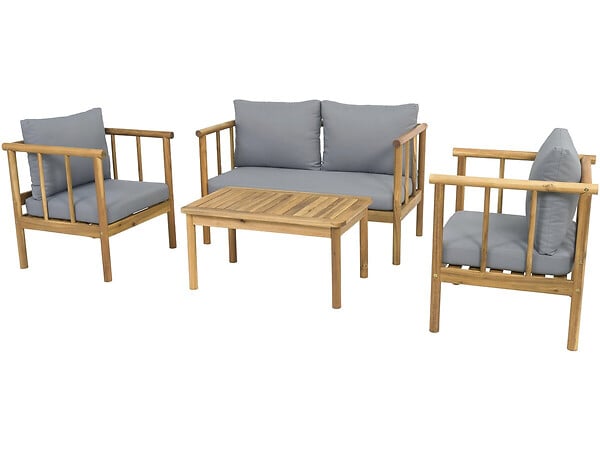 HABITAT ET JARDIN - Salon de jardin en bois avec coussins inclus "Milano" - 4 places - Gris - large