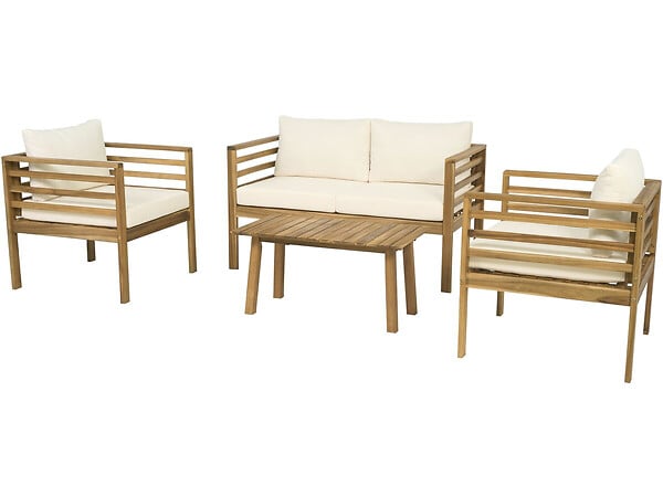 HABITAT ET JARDIN - Salon de jardin en bois avec coussins inclus "Beckham" - 4 places - Beige - large