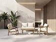 HABITAT ET JARDIN - Salon de jardin en bois d'acacia avec coussins "Presley" - 4 places - Beige - vignette
