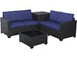 HABITAT ET JARDIN - Salon de jardin en résine tressée avec coffre de rangement "Riley" - 4 places - Bleu foncé - vignette