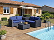 HABITAT ET JARDIN - Salon de jardin en résine tressée avec coffre de rangement "Riley" - 4 places - Bleu foncé - vignette
