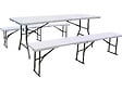 HABITAT ET JARDIN - Ensemble Table de jardin pliante + 2 Bancs pliants " Foldy" - Blanc - vignette