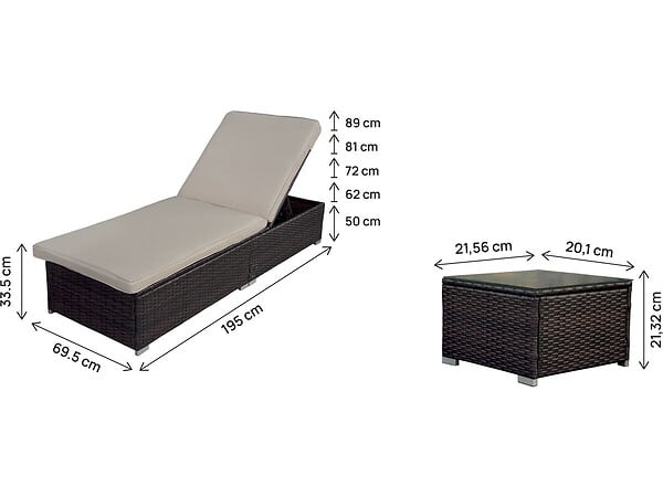HABITAT ET JARDIN - Lot de 2 bains de soleil en résine tressée avec coussins et table basse "Alice" - Ecru - large