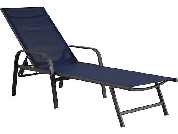 HABITAT ET JARDIN - Lot de 2 Bains de soleil en métal avec accoudoirs "Farniente" - Noir - large