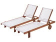 HABITAT ET JARDIN - Lot de 2 bains de soleil en bois exotique "Saïgon" - Maple - Ecru - vignette