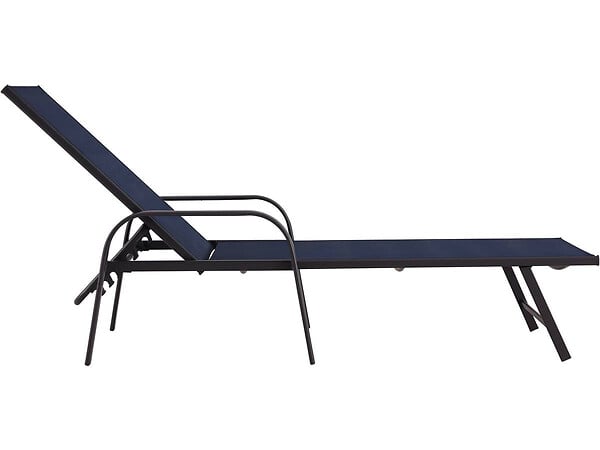 HABITAT ET JARDIN - Lot de 2 Bains de soleil en métal avec accoudoirs "Farniente" - Bleu nuit - large
