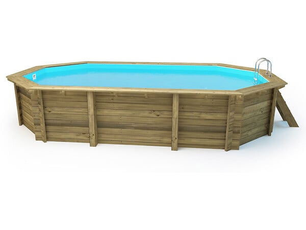 HABITAT ET JARDIN - Piscine bois " Brazilia "  5.86 x 3.86 x 1.20 m - Bâche à bulles  180 µ - Bâche hiver  280 g/m² - large