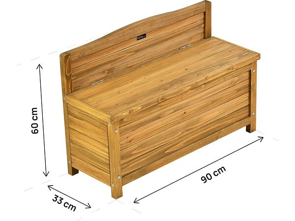 HABITAT ET JARDIN - Banc coffre de jardin en bois "Ben" - 90 x 33 x 60 cm - Marron - large