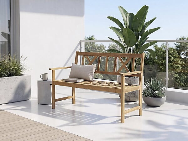 HABITAT ET JARDIN - Banc de jardin en bois 120 cm "Surabaya" - 2 places - Marron - large