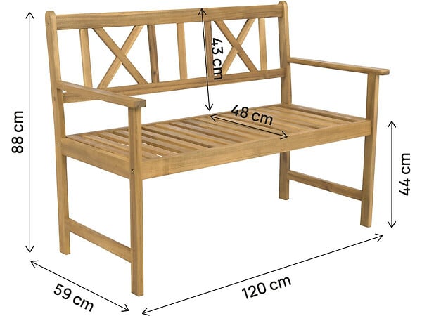 HABITAT ET JARDIN - Banc de jardin en bois 120 cm "Surabaya" - 2 places - Marron - large