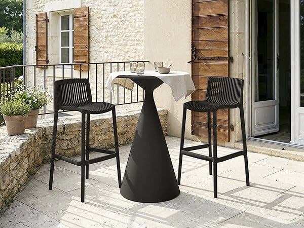 HABITAT ET JARDIN - Lot de 2 chaises hautes empilables en plastique "Néora" - Noir - large