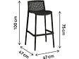 HABITAT ET JARDIN - Lot de 2 chaises hautes empilables en plastique "Néora" - Noir - vignette