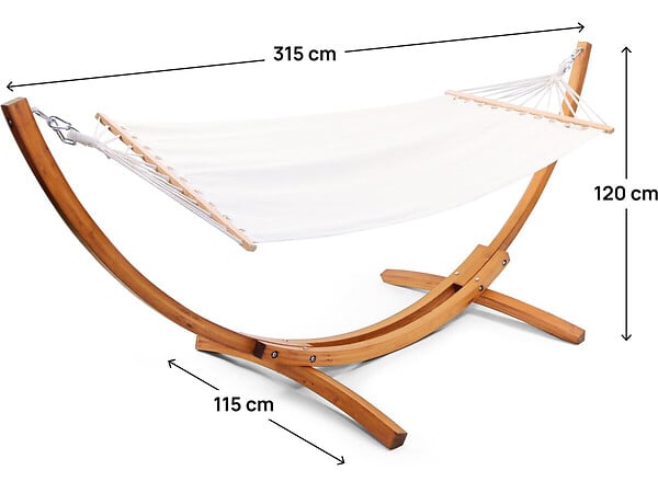 HABITAT ET JARDIN - Hamac bois avec toile en coton "Dallas" - 3 m - Ecru - large