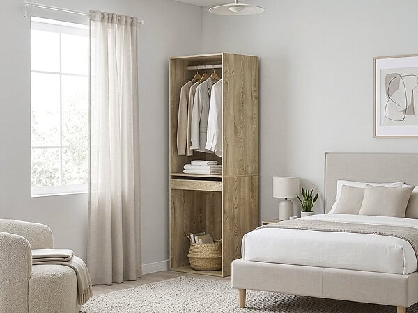 HABITAT ET JARDIN - Armoire avec penderie et porte-pantalons "Opéra" - 60 x 45 x 180 cm - Beige - large