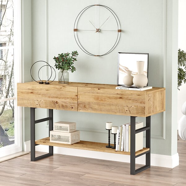 HABITAT ET JARDIN - Console en bois "ML23" - 138 x 43 x 75 cm - Beige - large