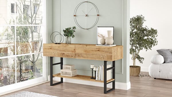 HABITAT ET JARDIN - Console en bois "ML23" - 138 x 43 x 75 cm - Beige - large
