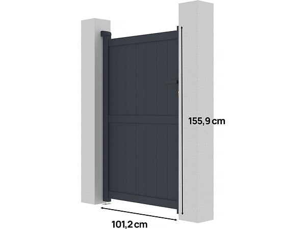 HABITAT ET JARDIN - Portillon aluminium "Maurice" - 101.2 x 155.9 cm - Gris - large