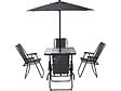 HABITAT ET JARDIN - Table et chaises de jardin avec parasol en métal "Convivia" - 4 places - Gris anthracite - vignette