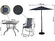 HABITAT ET JARDIN - Table et chaises de jardin avec parasol en métal "Convivia" - 4 places - Gris anthracite - vignette