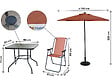 HABITAT ET JARDIN - Table et chaises de jardin avec parasol en métal "Convivia" - 4 places - Terracotta - vignette