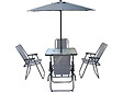 HABITAT ET JARDIN - Table et chaises de jardin avec parasol en métal "Convivia" - 4 places - Gris clair - vignette