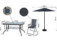 HABITAT ET JARDIN - Table et chaises de jardin avec parasol en métal "Convivia" - 6 places - Gris anthracite - vignette