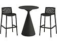 HABITAT ET JARDIN - Table et chaises hautes de jardin bistrot empilables "Néora" - 2 places - Noir - vignette