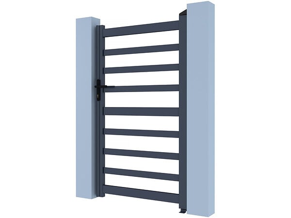 HABITAT ET JARDIN - Portillon aluminium ajouré "Marius" - 100 x 180 cm - Gris - large