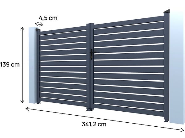 HABITAT ET JARDIN - Portail semi-ajouré en aluminium "Julien"- 340 x 140 cm - Gris - large