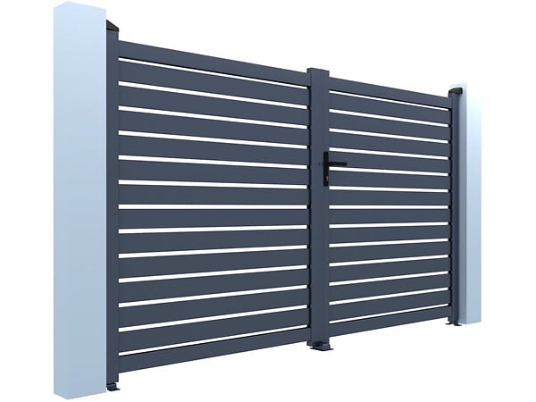 HABITAT ET JARDIN - Portail semi-ajouré en aluminium "Julien"- 340 x 140 cm - Gris - large