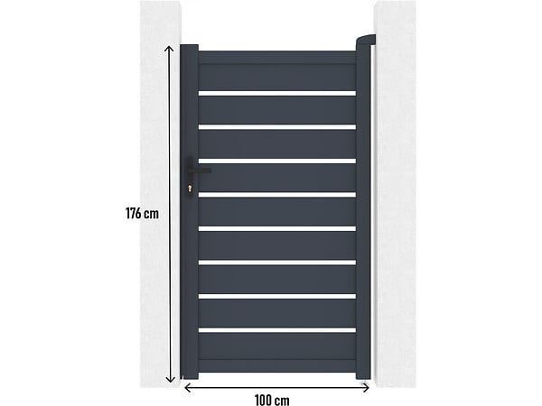 HABITAT ET JARDIN - Portillon en aluminium  "Bastien" - 100 x 176 cm - Anthracite - large
