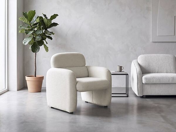 HABITAT ET JARDIN - Fauteuil lounge en tissu chiné "Cozmo" - 78 x 79 x 77 cm - Crème - large