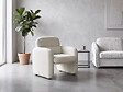 HABITAT ET JARDIN - Fauteuil lounge en tissu chiné "Cozmo" - 78 x 79 x 77 cm - Crème - vignette