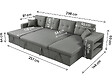 HABITAT ET JARDIN - Canapé d'angle panoramique convertible en tissu "Axel" - 4 places - Gris - vignette