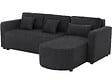 HABITAT ET JARDIN - Canapé d'angle convertible/réversible en tissu "Charles" - 3 places - Noir - vignette