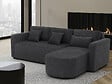 HABITAT ET JARDIN - Canapé d'angle convertible/réversible en tissu "Charles" - 3 places - Noir - vignette
