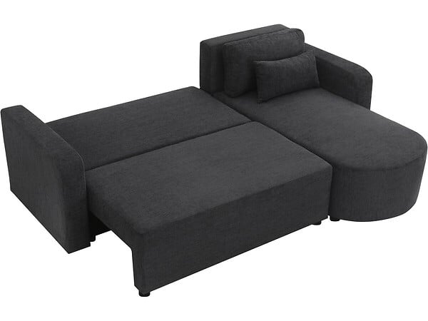HABITAT ET JARDIN - Canapé d'angle convertible/réversible en tissu "Charles" - 3 places - Noir - large