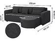 HABITAT ET JARDIN - Canapé d'angle convertible/réversible en tissu "Charles" - 3 places - Noir - vignette